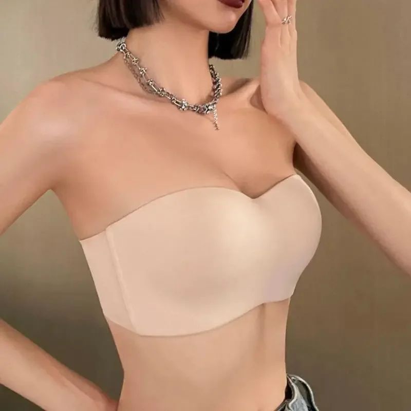 Women Tube Strapless Bra Chest Wrap Bandeau Seamless Breathable Underwear Tops Non Slip Invisible Bralette Push Up Women's Bra 1