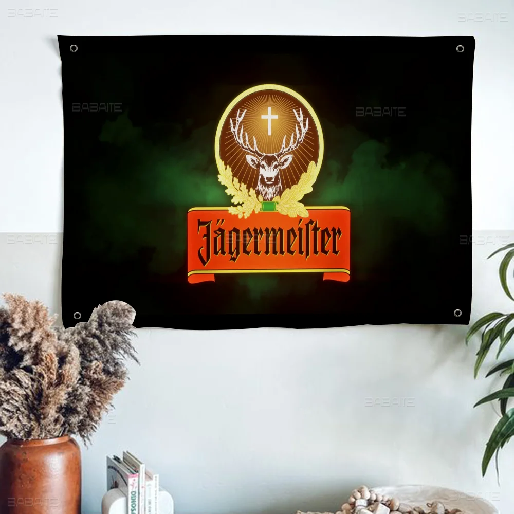 Bandera grande con el logotipo de J-Jagermeister impresa, arte de ciencia ficción, decoración del hogar, pancarta decorativa