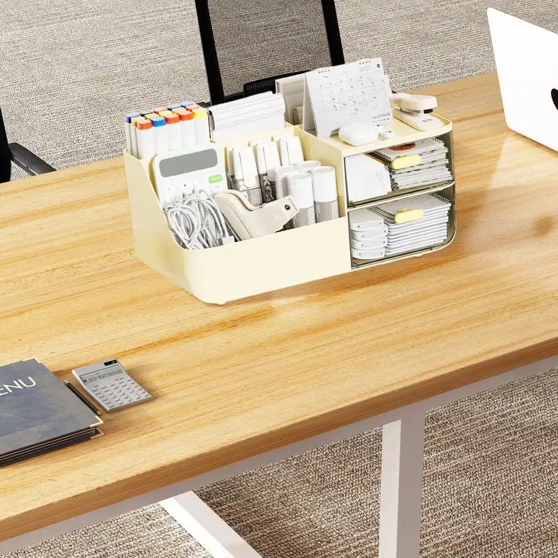 Makeup Organizer Pencil Holder for Desk Cosmetic Organizer Cosmetic Makeup Storage Box Desktop Stationary Organizer with Drawers 4