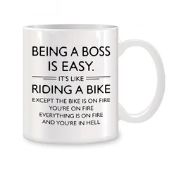 Charming Ceramic Mug - It's Easy to Be a Boss Coffee & Tea Cup, Original Breakfast & Beer Bar Drinkware - About 330ml (6D - 116 - BY)