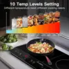 Double Induction Cooktop Burner with 240 Mins Timer, 1800w 2 Induction Burner with 10 Temperature 9 Power Settings, Porta 4