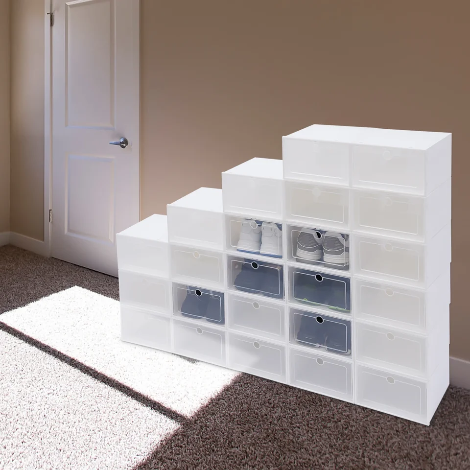 24 Pack Stackable Clear Shoe Storage Boxes