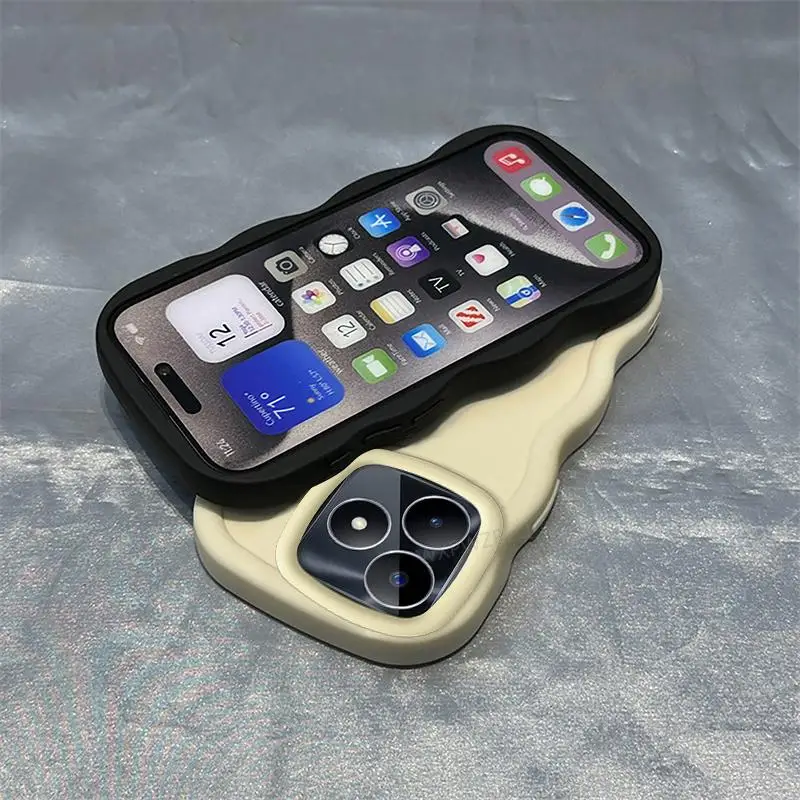 Solid Color Wave Silicone Shock-Absorbing Phone Case - Minimalist Design