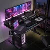 55 * 30 Inches Electric Standing Widened Desk Adjustable Height with 4 Drawers, Double Storage Shelves Stand Up Desk, Home Offic 2