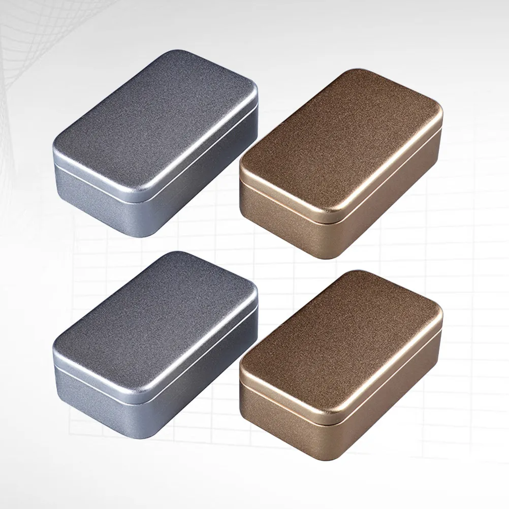 4Pcs 금속 명함 상자 틴플레이트 보관 용기 차 커피 설탕 견과류 카드 홈 오피스 여행 휴대용 밀봉