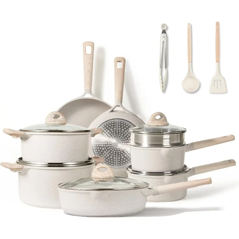 

16pcs Pots and Pans Set Non Stick, Kitchen Cookware Sets, Large Capacity Granite Pots Set, Kitchen Induction Pots and Pans