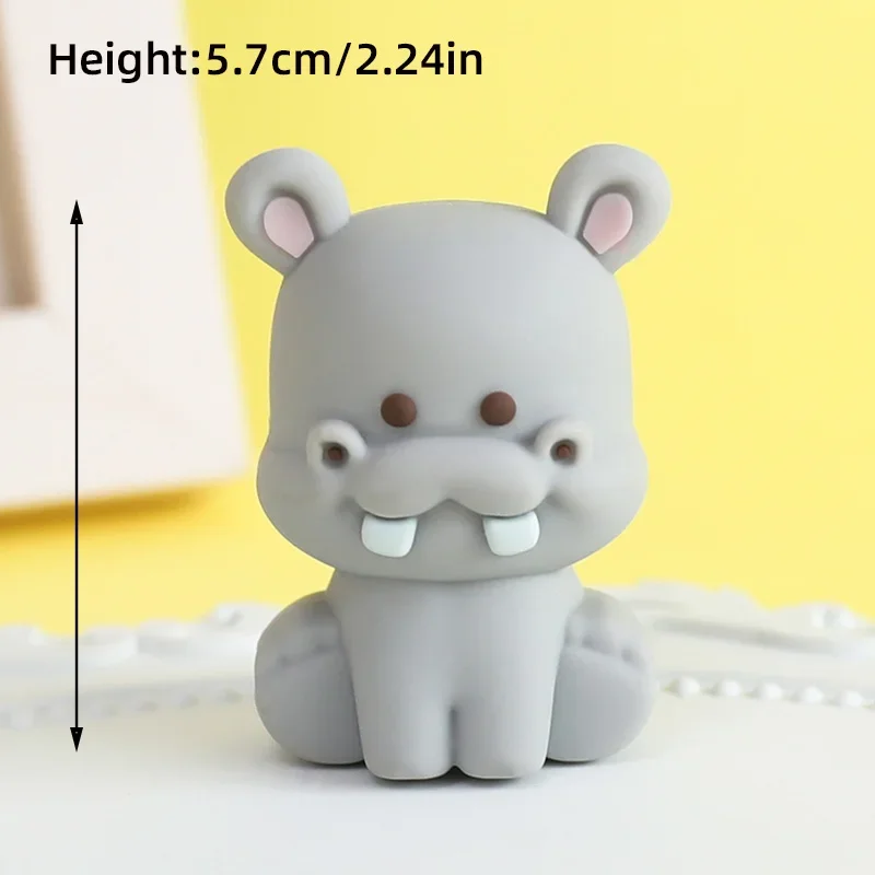 Safari Nijlpaard Kawaii Taart Topper Grijs