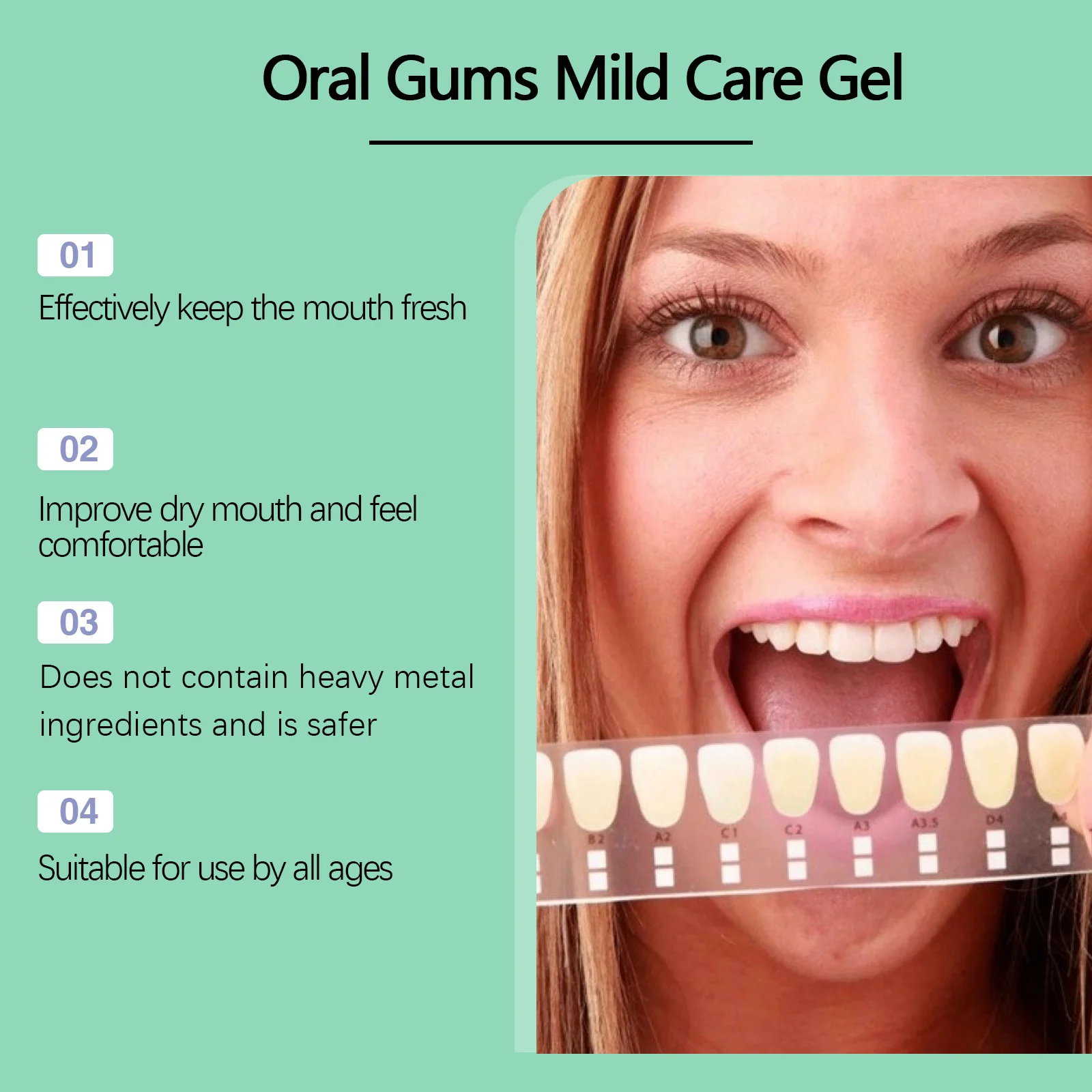 Mild Gum Care Gel Teeth Whitener Improves Gum Health For Inflammation Cleans Teeth and Removes Tea Stains Natural tooth Gel