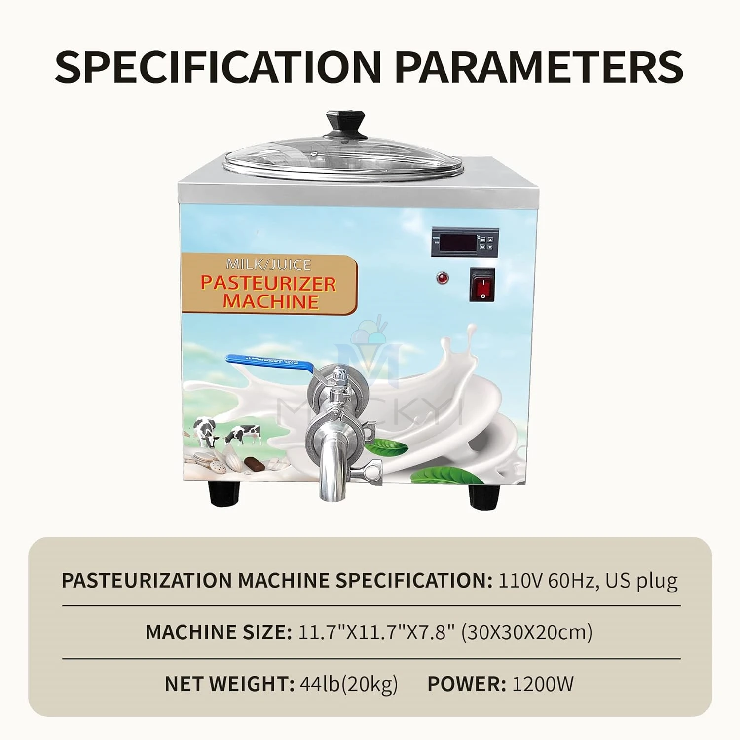 Mvckyi 14L Pasteurization Machine Commercial Pasteurization Machine Milk Farm Pasture Intelligent Sterilization Machine 14l electric milking machine stainless steel bucket for farm pasture cows goats stainless steel bucket cow goat sheep milker