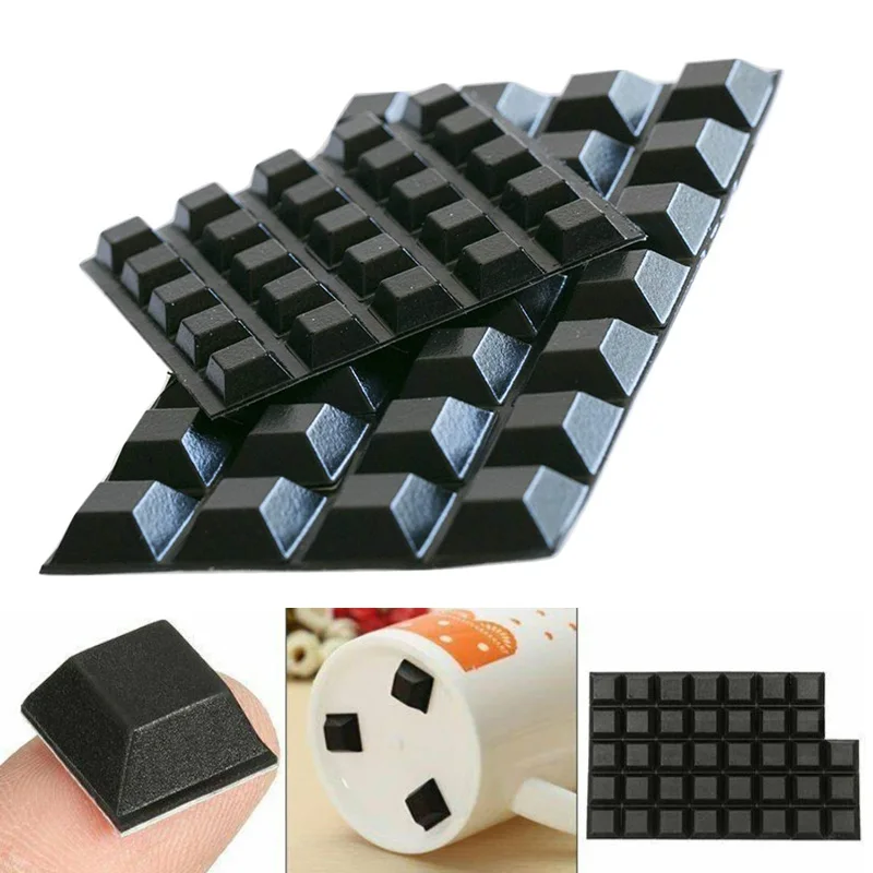 12PcsBlackRubberFeetAdhesiveBumperPadsTallSquareStickBumpers