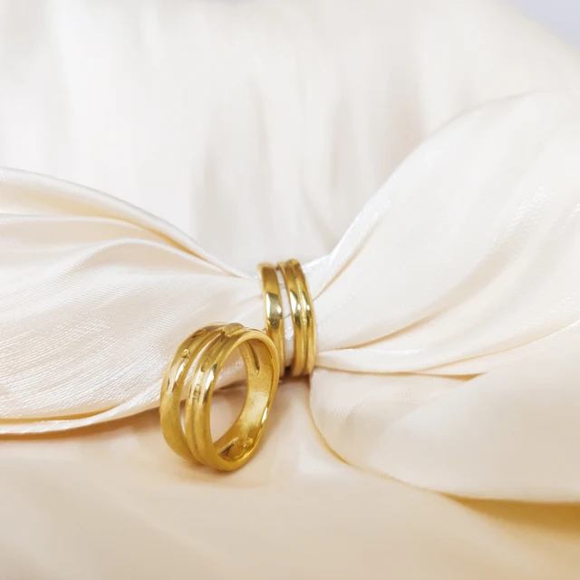 Anillo multicapa geométrico para mujer, joyería elegante de boda, previene la alergia, Color dorado y plateado - Image 6