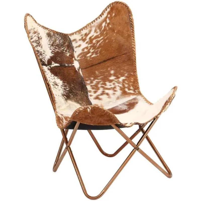 

Shy Shy Let’s Touch The Sky Home Decor Genuine Goat Leather Butterfly Arm Chair with Black/Brown White Hair on Cover
