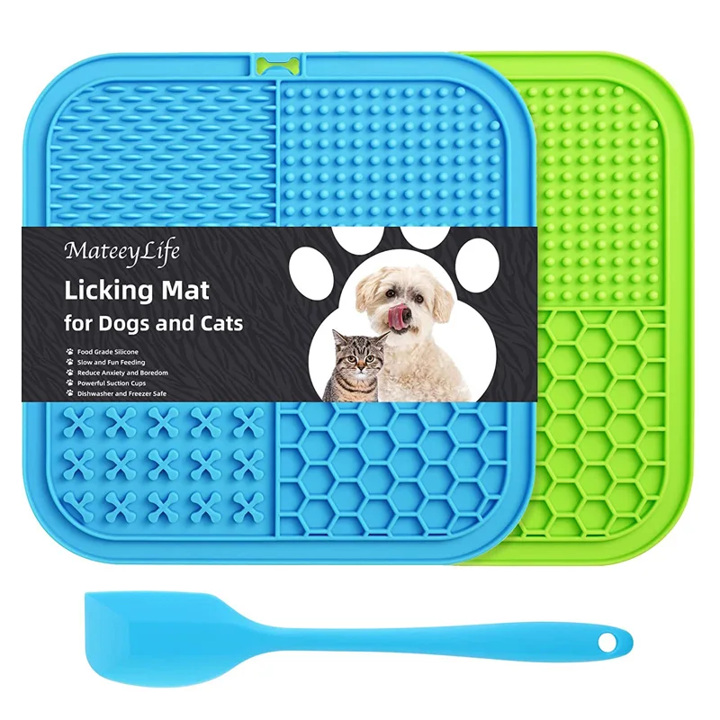  Lick Mat for Dogs Slow Feeder Licking Mat Anxiety Relief Lick  Pad with Suction Cups for Peanut Butter Food Treats Yogurt, Pets Bathing  Grooming Training Calming Mat - 2 Pack 