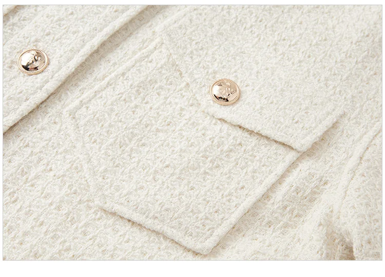 Prendas de abrigo para mujer, estilo medio largo, con abertura, nueva primavera, top de tweed de mezcla de lana