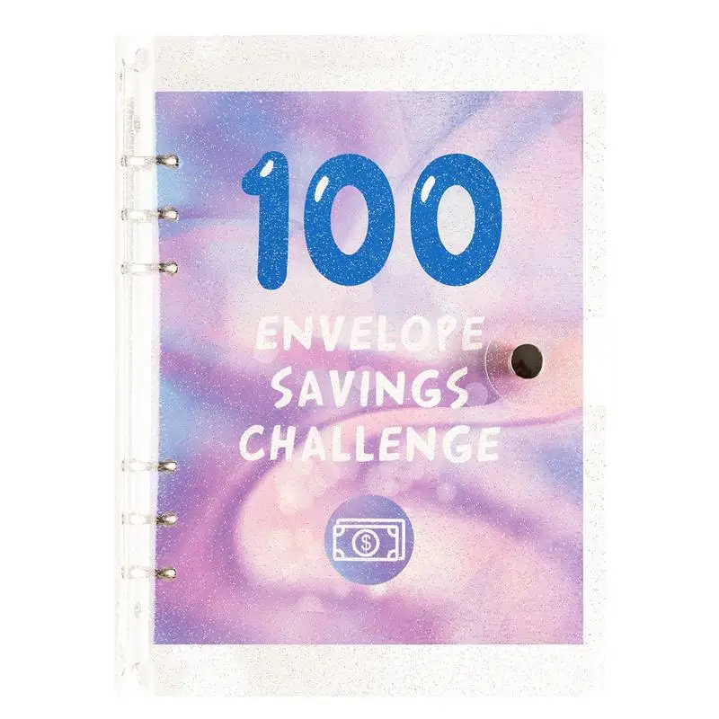 

100 Envelope Savings Challenge Binder Loose-Leaf A5 Budget Tracker Financial Planner Reusable Budgeting Book Waterproof Budget