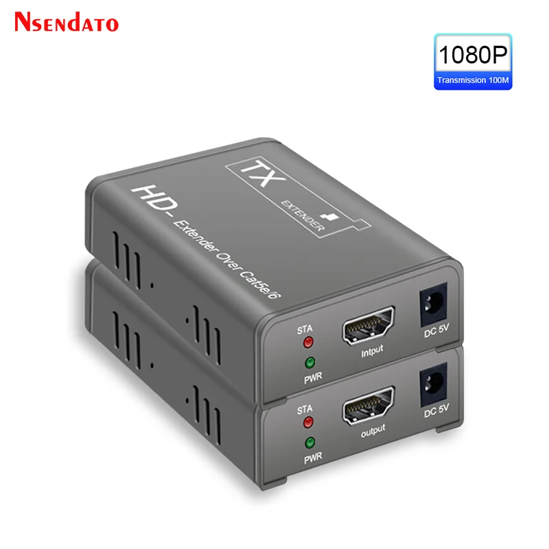 HDMI Extender 100M Over RJ45 Cat6 Ethernet Extender HDMI 1080P HDMI to RJ45 Network Cable Extender For STB DVD Camera PC Monitor