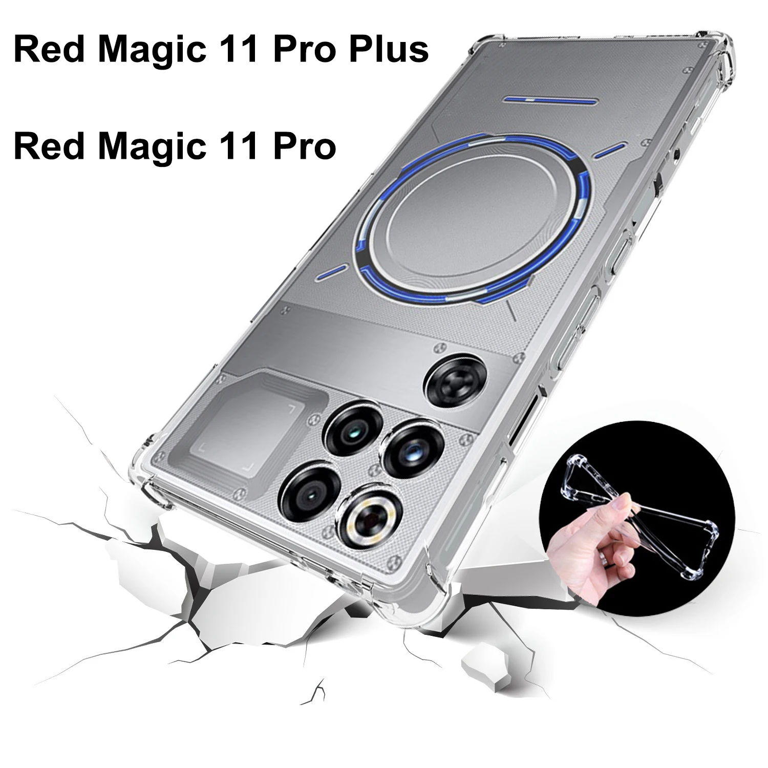Shockproof Clear Silicone TPU Back Cover Case with Air Cushion Protection