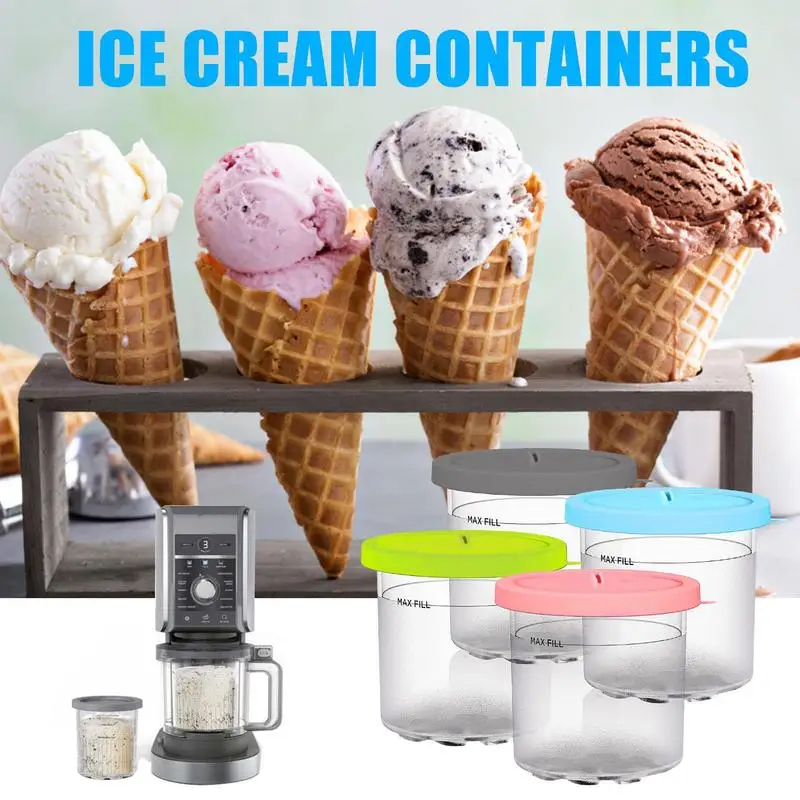 Ice Cream Pint Container Creami Pints Ice Cream Containers Cup Reusable Freezer  Storage Tubs Homemade Ice Cream Storage Bowls - AliExpress