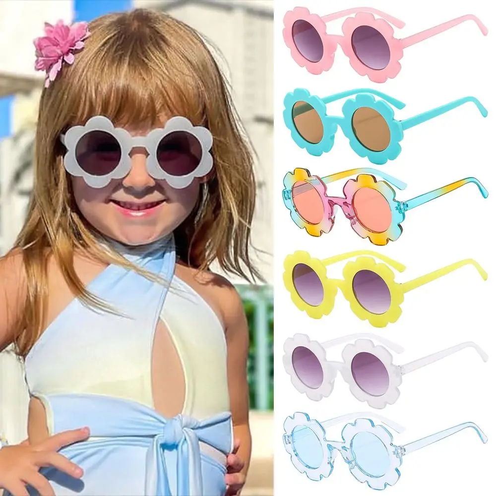 Kids Sunflower Sunglasses Children Round Flower Sun Glasses Outdoor Sun Protection Eyewear Novel Disco Festival Party Shades