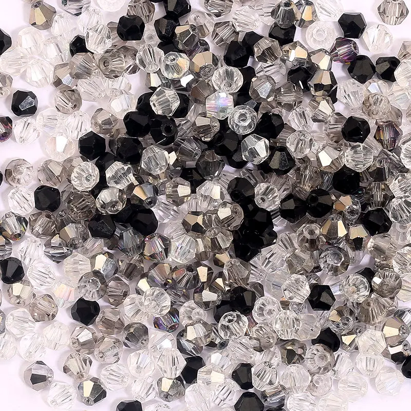 100Pcs 4MM Faceted Crystal Glass Bicone Beads for Jewelry Making and DIY Crafts