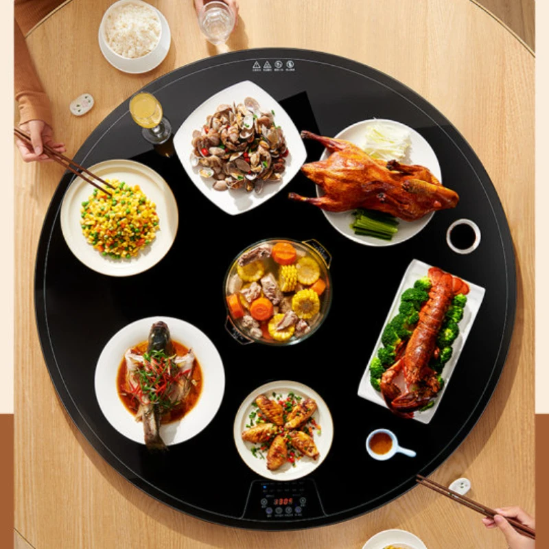 

Food Insulation Board Household Smart Dining Table with Hot Pot Turntable Induction Cooker Heating Dishes Warming Plate