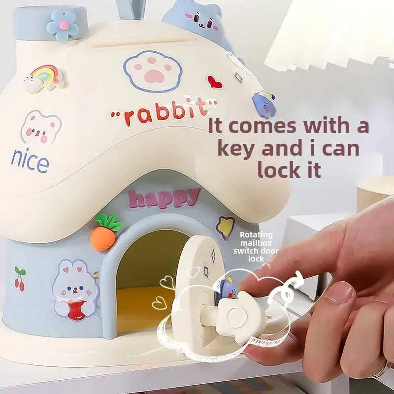 New Mushroom House Money Box DIY Sticker Boys Girls Children Gifts Removable Savings Bank Box Financial Education Toy