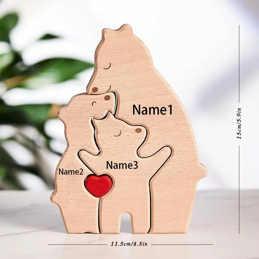 Personalized Wooden Bear Art Puzzle - Unique Home Decor & Heartfelt Gift