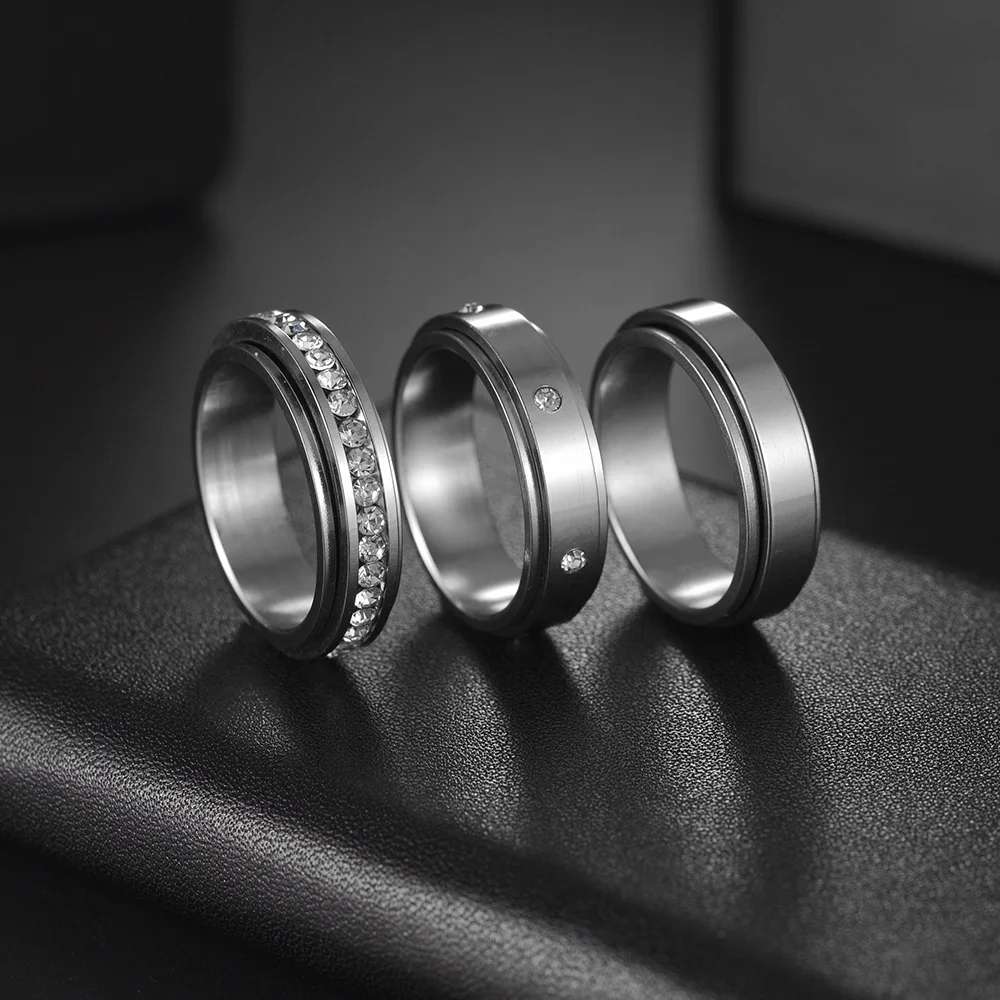 Women's Anti-Stress Stainless Steel Anxiety Ring with Free-Spinning Design Fidget Accessory for Stress Relief Jewelry 1