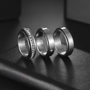 Women's Anti-Stress Stainless Steel Anxiety Ring with Free-Spinning Design Fidget Accessory for Stress Relief Jewelry 1