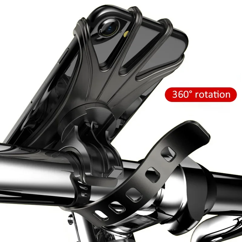 Universal Bicycle Mobile Phone Holder Rotating Silicone For 4.0-6.0 Inch