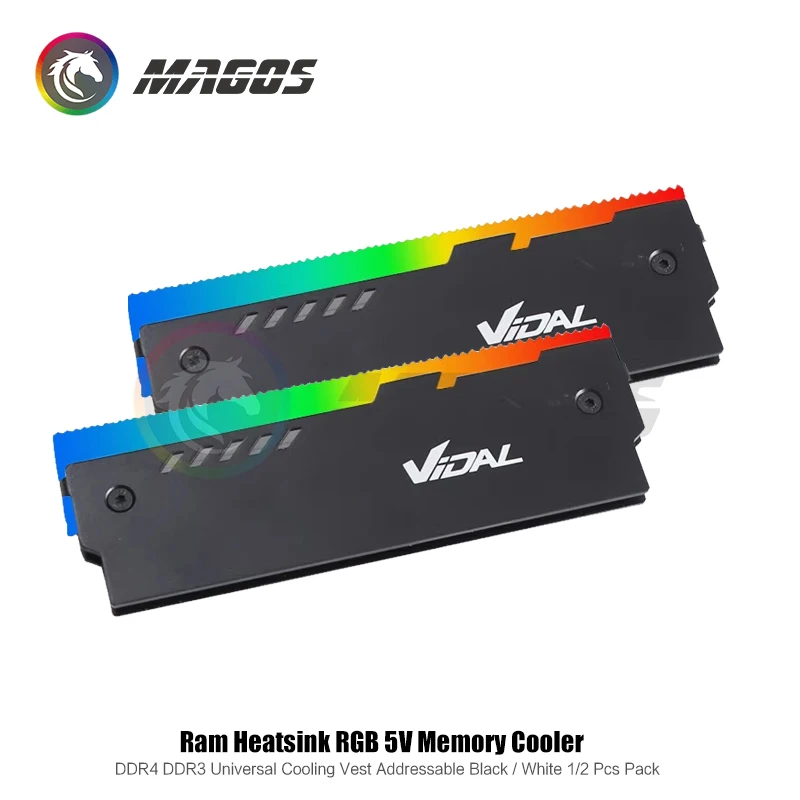 Universal Ram Shell Radiator Rgb Ddr4 Ddr3 Dissipador Universal Memory Vest Argb 5v Aura Endereçável Preto Branco pc Pack - Imagem 3