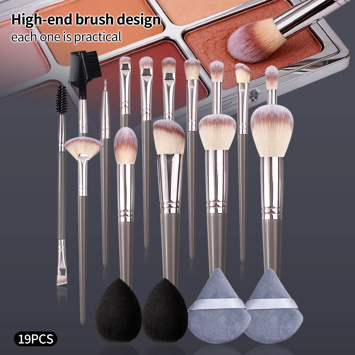 파우더 아이섀도우 속눈썹 브러쉬, 다기능 키트 및 여행용 이중 용도 스펀지 파..