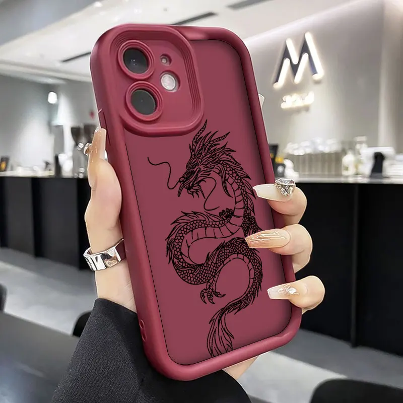 Luxury Dragon Matte Silicone Shockproof Phone Case