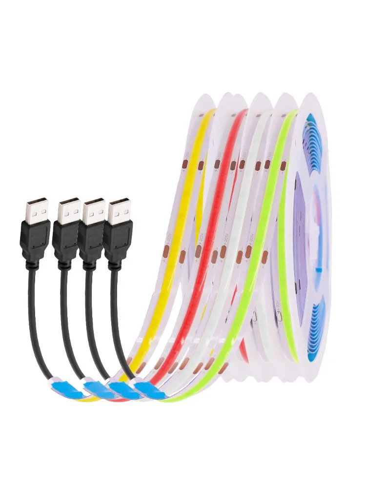 Description Picture 2 of itemDC 5V USB COB Strip 320Leds/M White/Ice Blue/Pink/Yellow/Pink/Red Flexible Ribbon Rope Night Lamp TV Backlight LED Strip