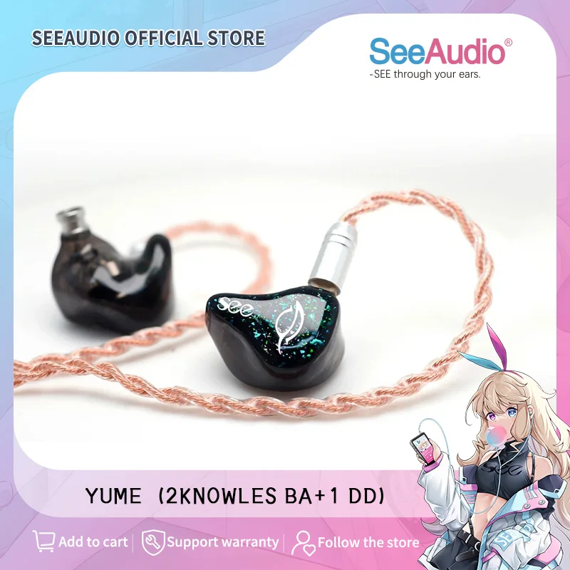 SeeAudio Yume 하이파이 인이어 이어폰, 스포츠 음악 유선 헤드폰, 하이..