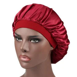 Hot Sale Imitation Silk Dome Nightcap Hairband with Wide Edge Chemotherapy Hat Silky Bonnet Cap  Beauty Hair Care Hat Shower Cap
