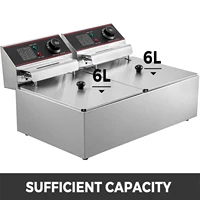 VEVOR Friteuse 12L Electrique Inox, Friteuse Commerciale en Acier Inoxydable, à Double Réservoir 5000W Friteuse avec 2Paniers à Friture avec Poignée en Caoutchouc pour Frire des Aliments Cuisiner 3