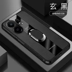 Luxury Leather 360° Rotating Stand Shockproof Bumper Case for Vivo S30 Pro mini (Black)