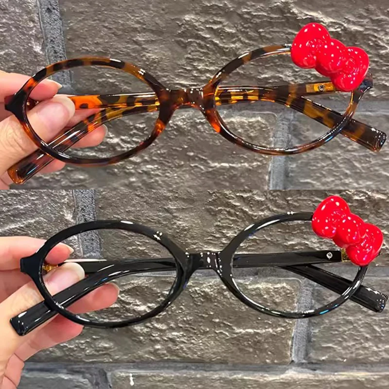 Cute Cat Ear Leopard Cat Bownot Eyeglasses Cosplay Vintage Cosplay Party Costumes Props Decorative Y2K Fashion DIY Eyewear