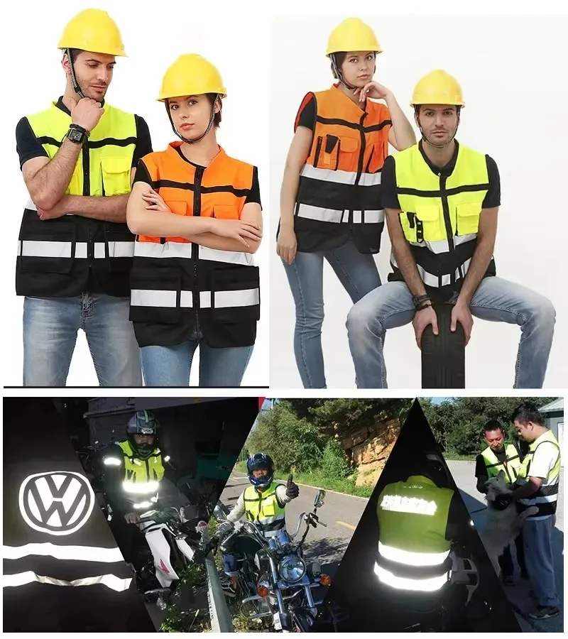High Visibility Multi Pocket Oxford Fabric Reflective Safety Vest Night Riding