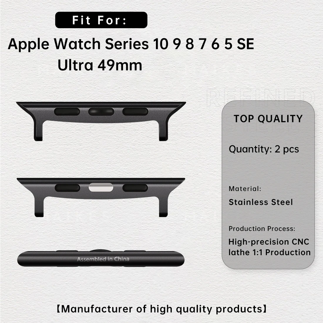 2pcs Stainless Steel Apple Watch Band Adapter Connector