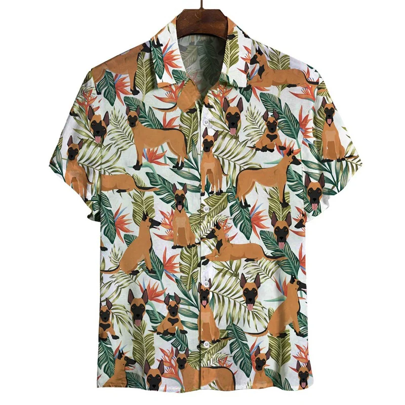 

Cute Animal Dog Pattern Aloha Shirt For Men Women 3D Printed Pets Short Sleeve Loose Lapel Hawaiian Shirts Summer Button Blouses