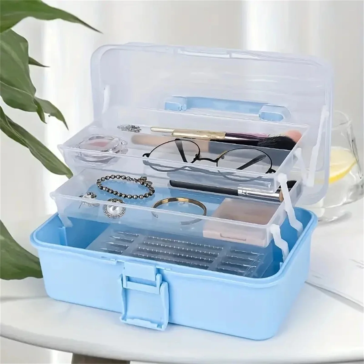 (1pcs) Three-layer portable storage box Folding Goo Kit Nail box Art sundry plastic storage