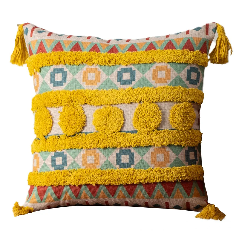 Bohemian Pillow Covers with Fringe  Boho Cushion Cover 45x45 Luxury Decorative Pillows for Sofa Bed Cotton Throw Cushions Chair