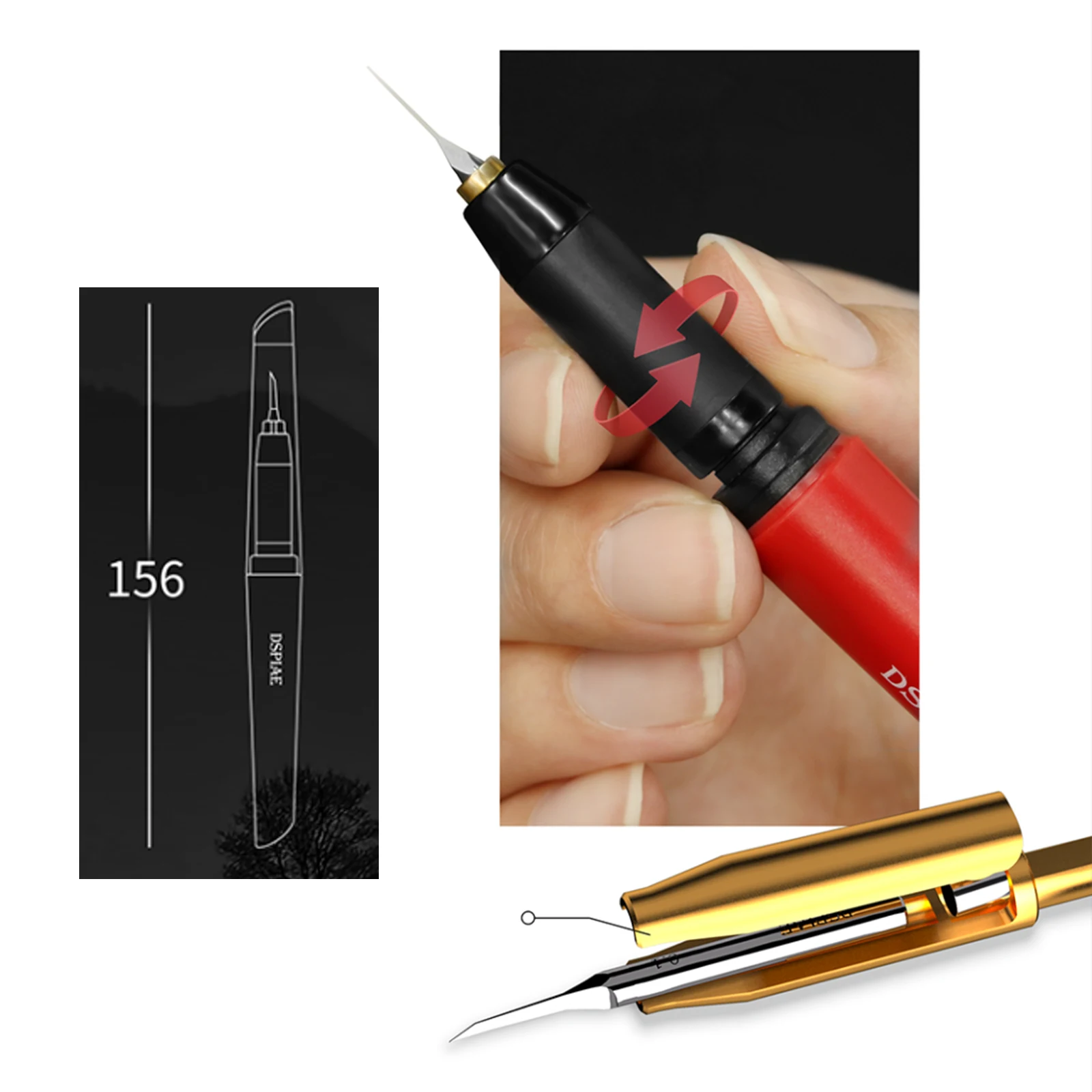 DSPIAE AT-FB Aluminum Non-overflow Wipe Free Panel Liner Pen Nib and Pen  Rest