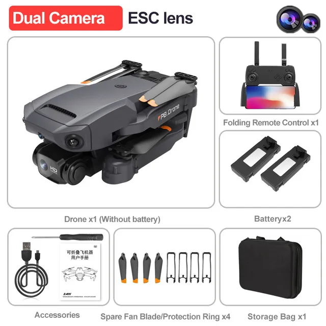 P8 Drone with ESC 6K HD Dual Camera 5G Wifi FPV 4 Sides Obstacle Avoidance Optical Flow Hover Foldable RC HelicopterPink
