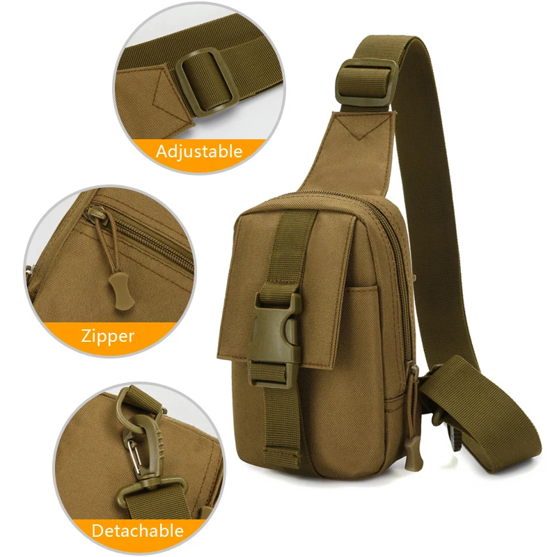 Tactical Chest Bag Trekking Pack EDC Sports Bag Shoulder Bag Crossbody Pack Assault Pouch for Hiking Cycling Campinga 2