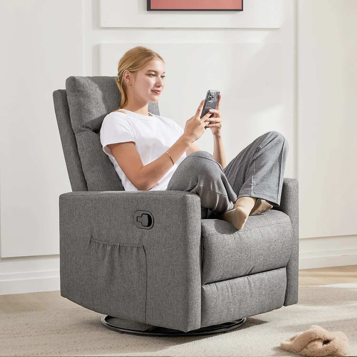 Swivel Recliner Chair, Rocking Chair Nursery Massage, Glider Rocker Recliner for Nursery, Glider Nursery Chair for Living Room