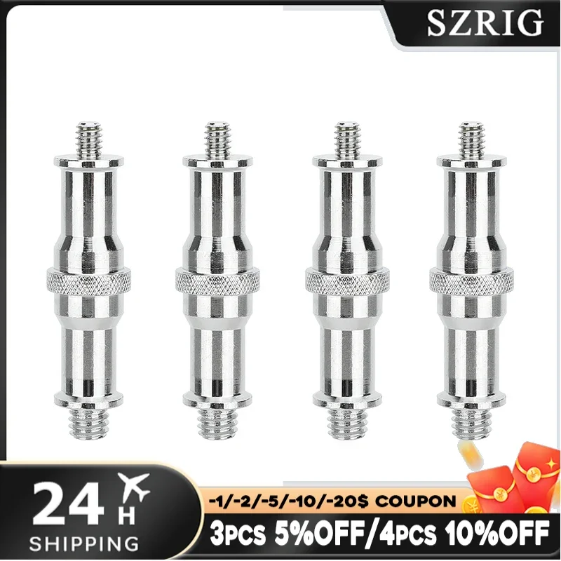 SZRIG 1/4"-20 to 3/8"-16 Male Thread Adapter Double-Ended Spigot (4-Pack)