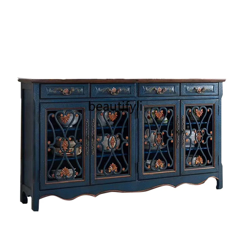 

American Sideboard Cabinet Affordable Luxury Style Hallway Solid Wood Locker Large Capacity Storage Shoe Cabinet